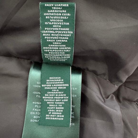 Lauren Ralph Lauren Black Long Down Hooded Quilted Puffer Coat Medium - Picture 14 of 16